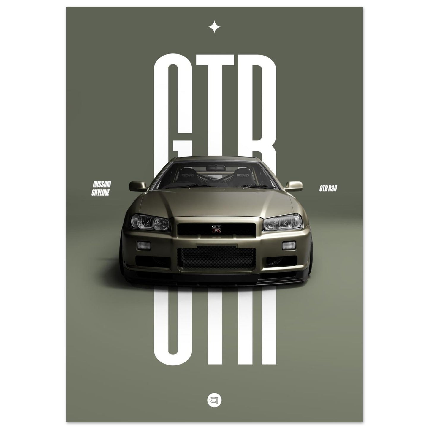 Car Poster - Nissan Skyline GTR R34 - Millenium Jade
