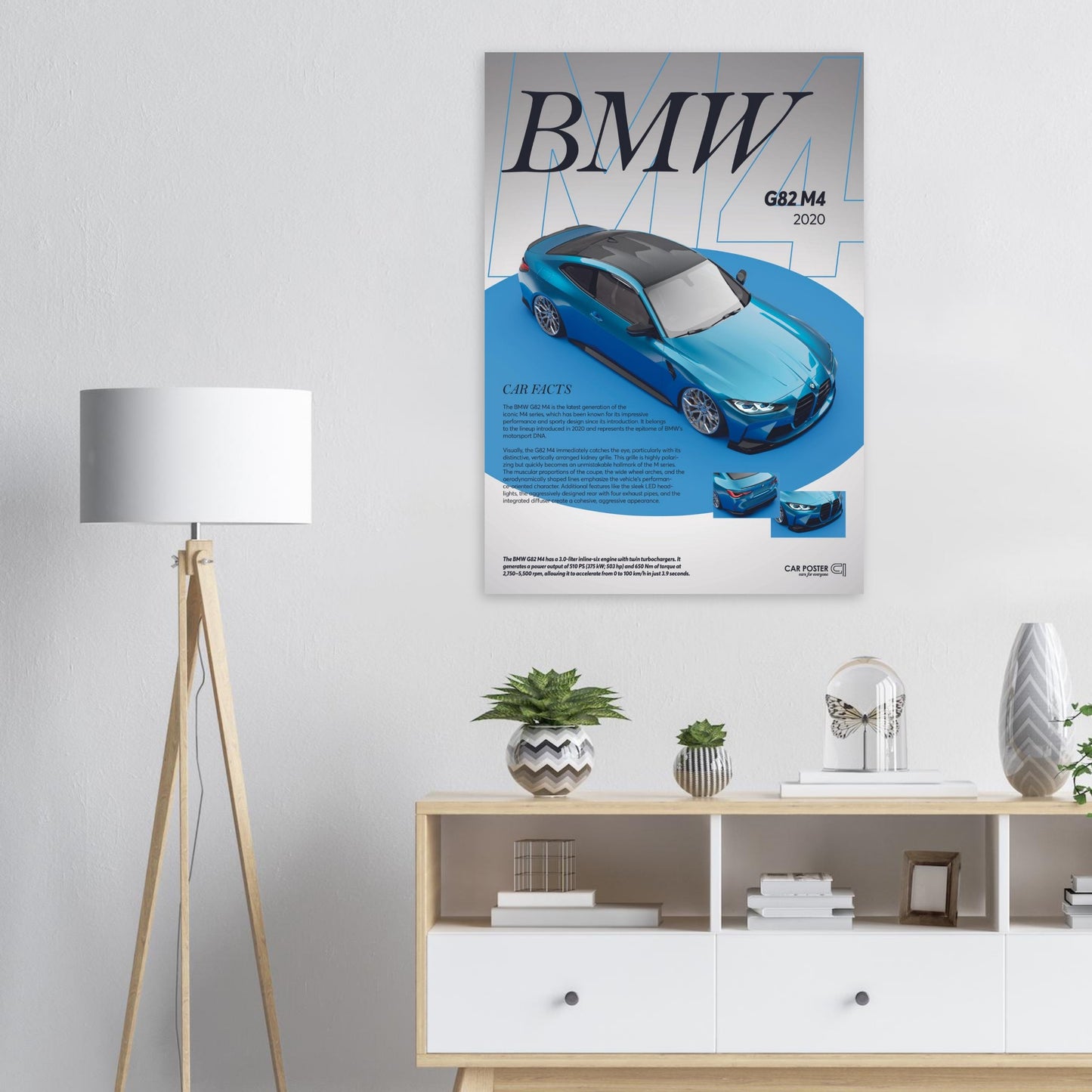 Car Poster - BMW G82 M4 - Blue