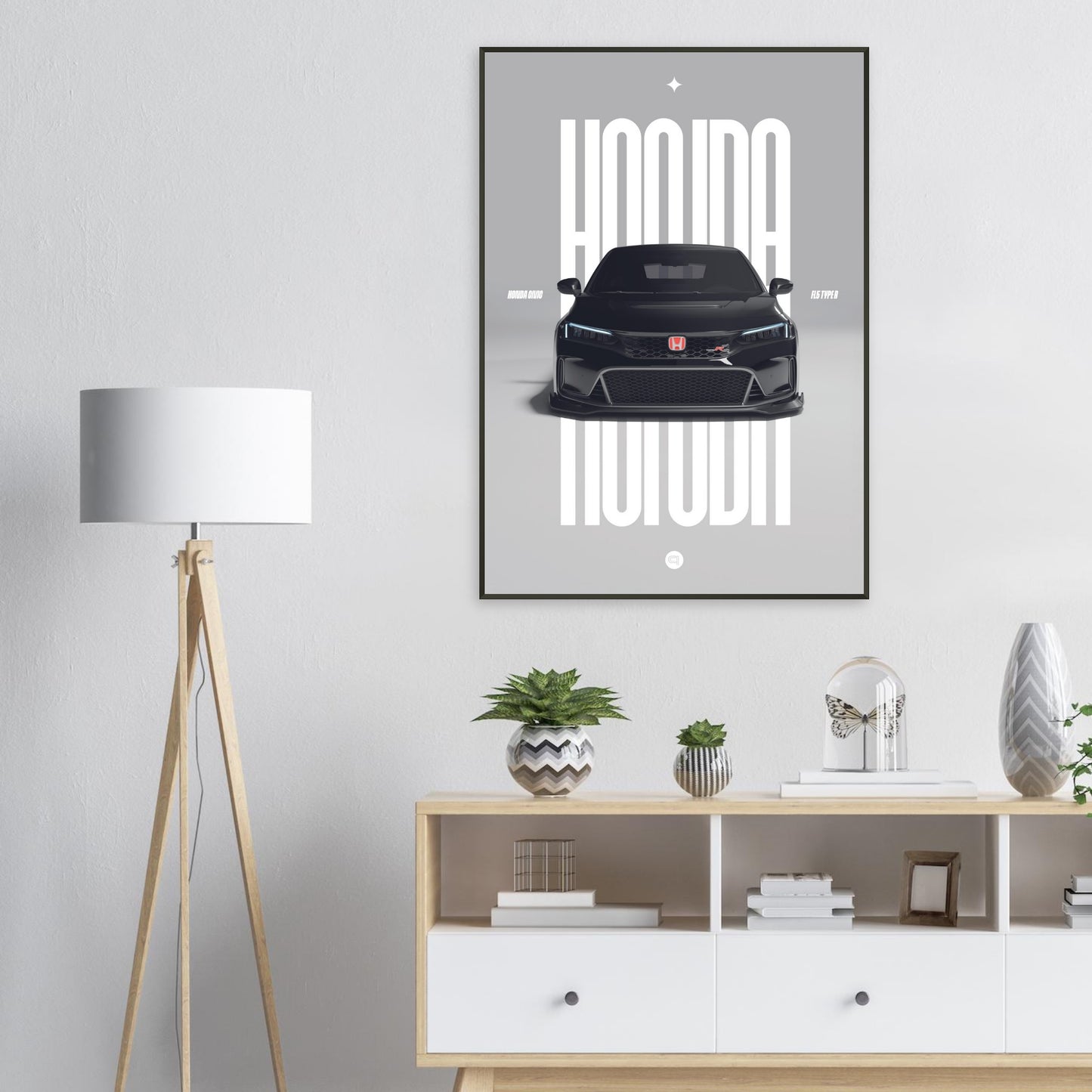 Framed Car Poster - Honda Civic FL5 Type R - White