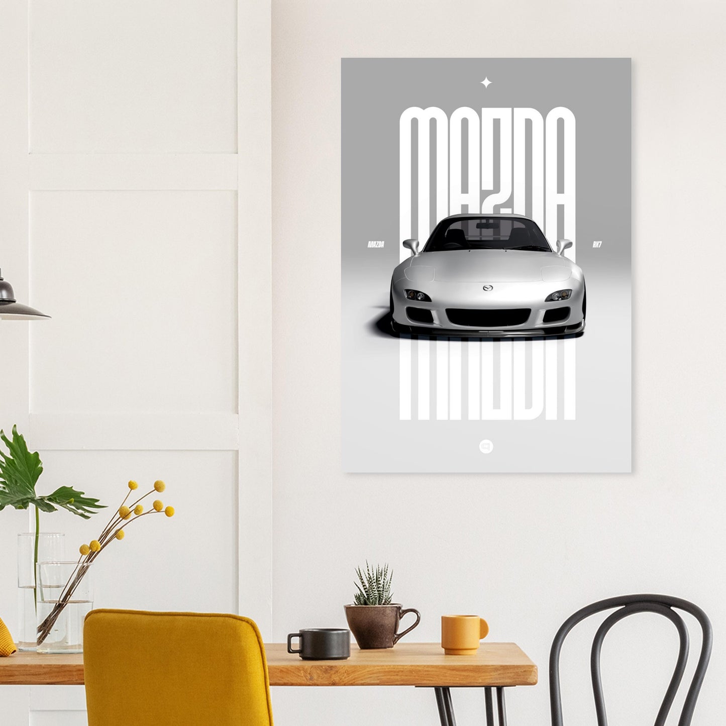 Car Poster - Mazda RX7 - White
