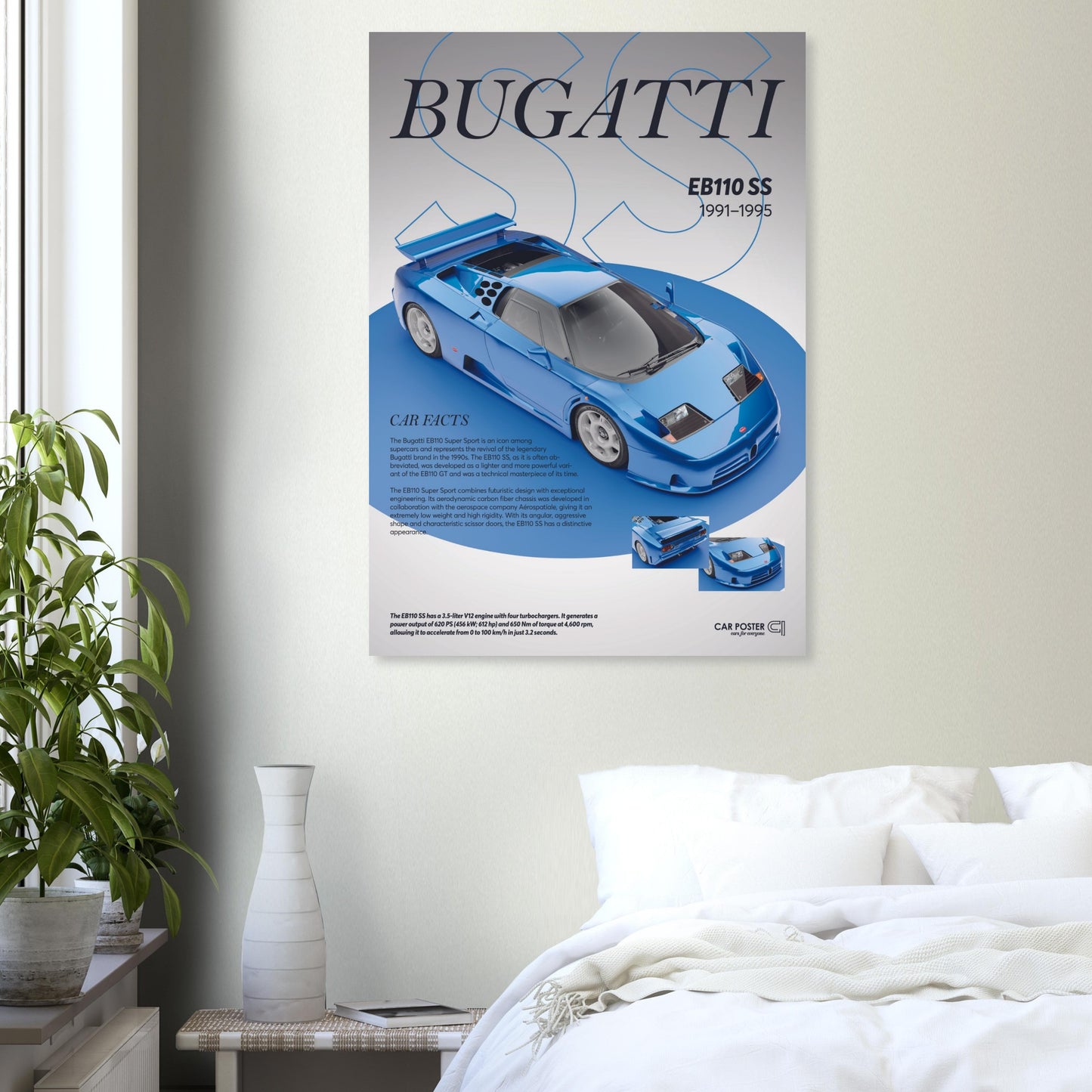 Car Poster - Bugatti EB110 Super Sport - Blue