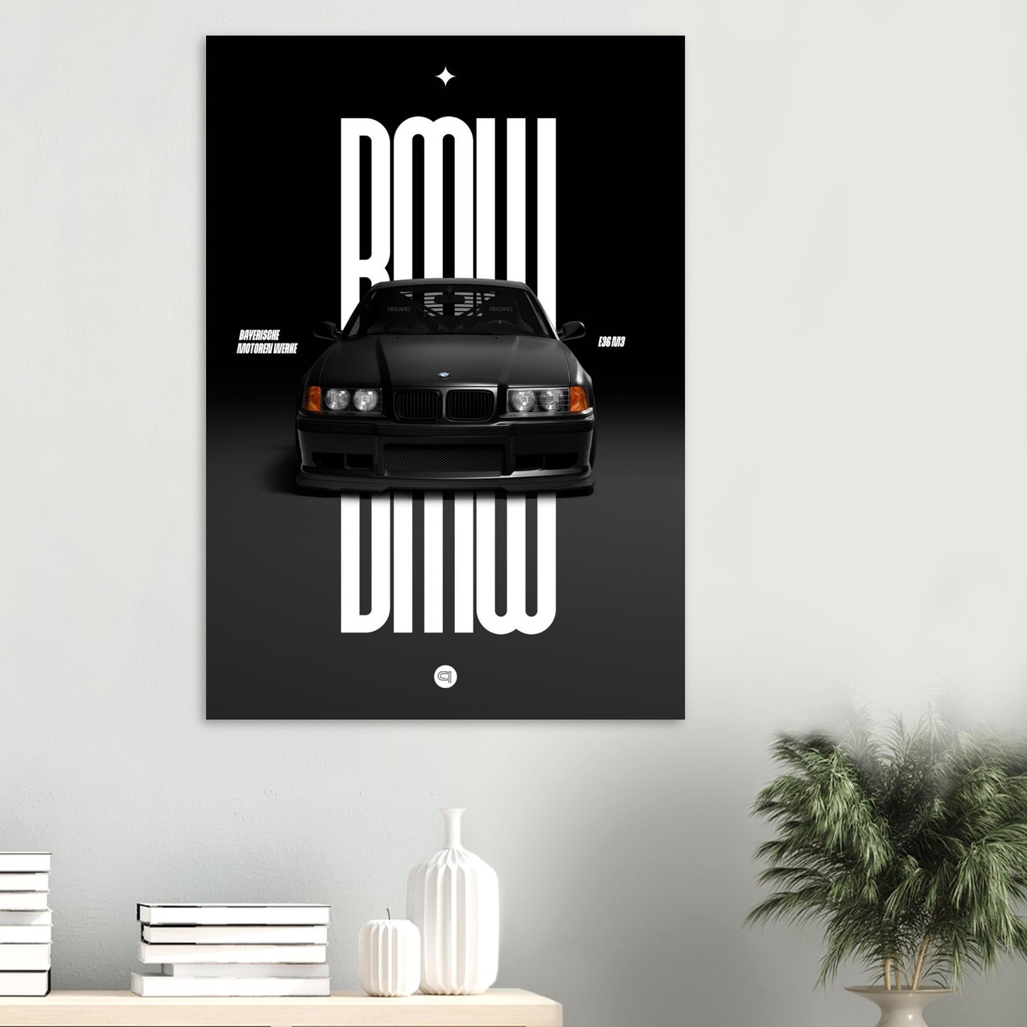 Car Poster - BMW E36 - Black
