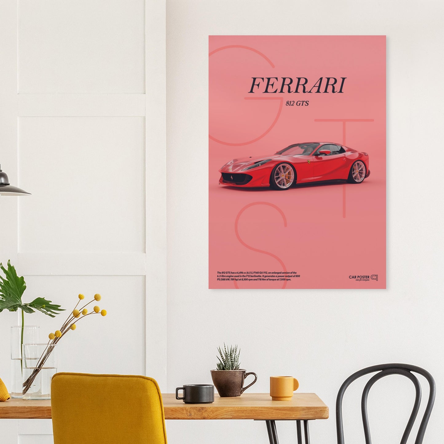 Car Poster - Ferrari 812 GTS Letters - Red