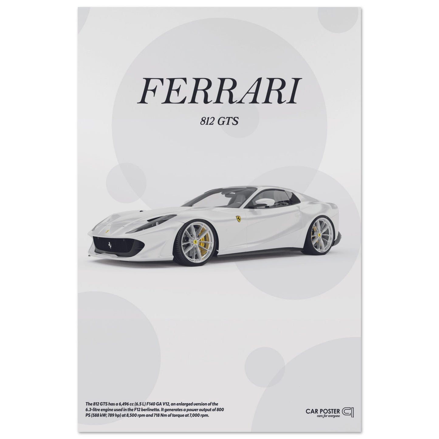 Car Poster - Ferrari 812 GTS Bubblegum - White