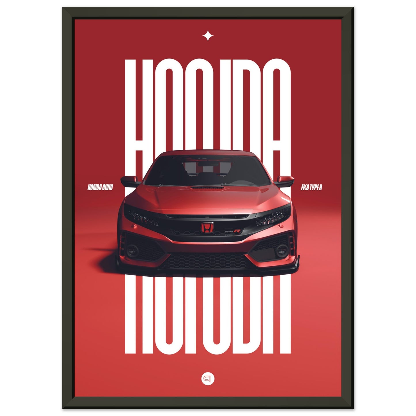 Framed Car Poster - Honda Civic FK8 Type R - Red