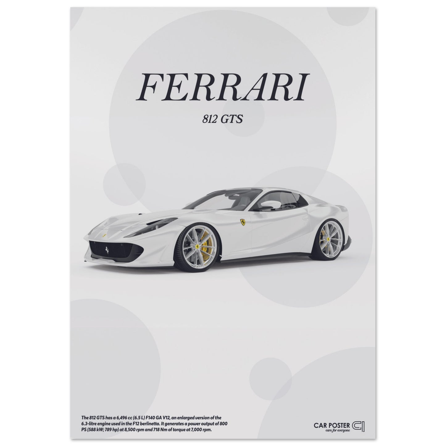 Car Poster - Ferrari 812 GTS Bubblegum - White