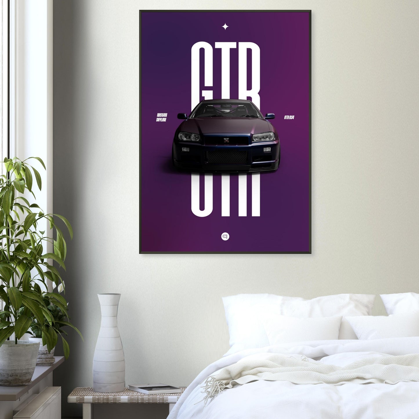Framed Car Poster - Nissan Skyline GTR R34 - Midnight Purple