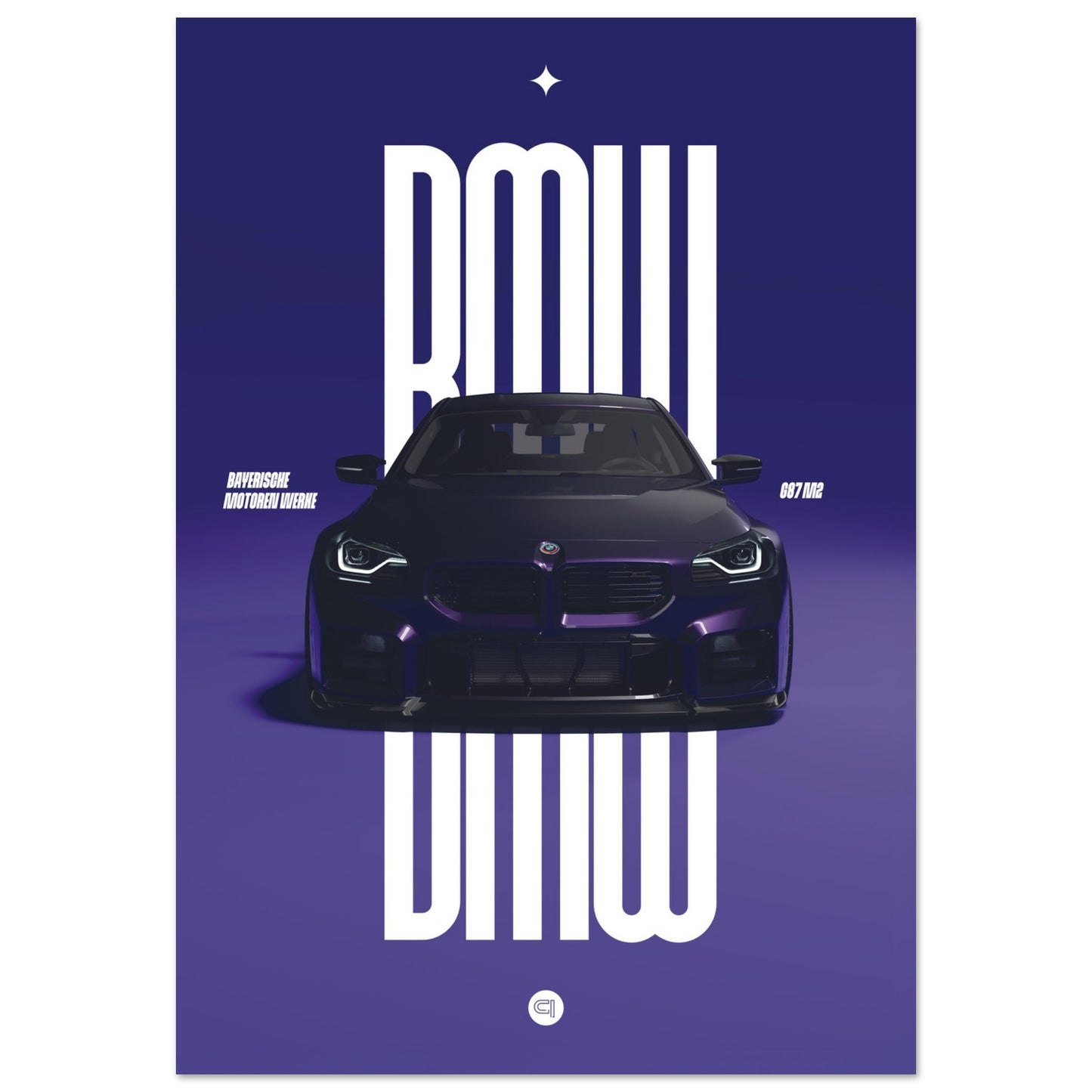 Car Poster - BMW G87 M2 - Purple