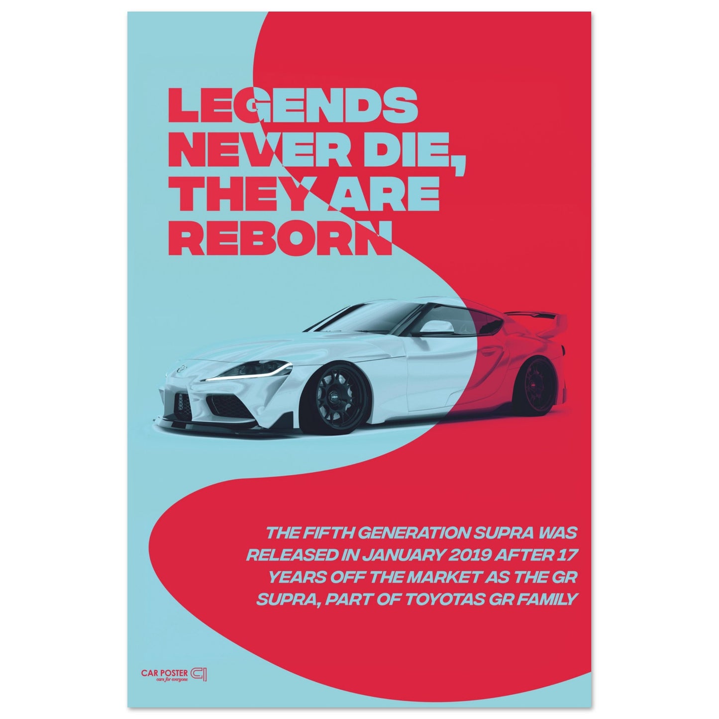 Car Poster - Toyota GR Supra Legend - Red