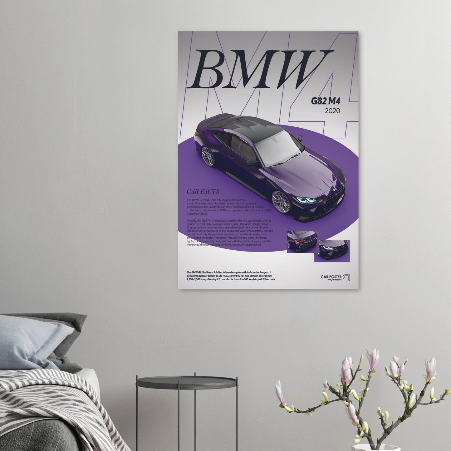 Car Poster - BMW G82 M4 - Purple