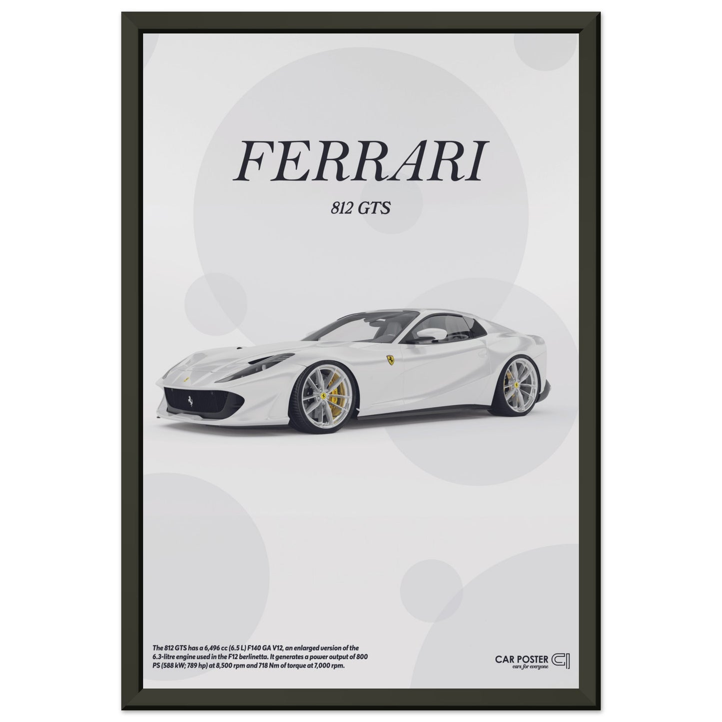Framed Car Poster - Ferrari 812 GTS Bubblegum - White