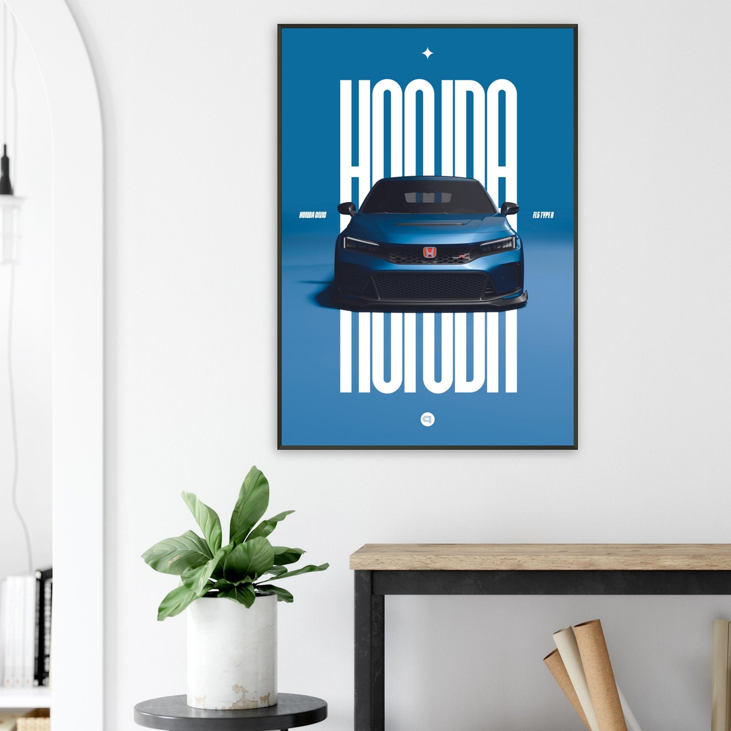Framed Car Poster - Honda Civic FL5 Type R - Blue