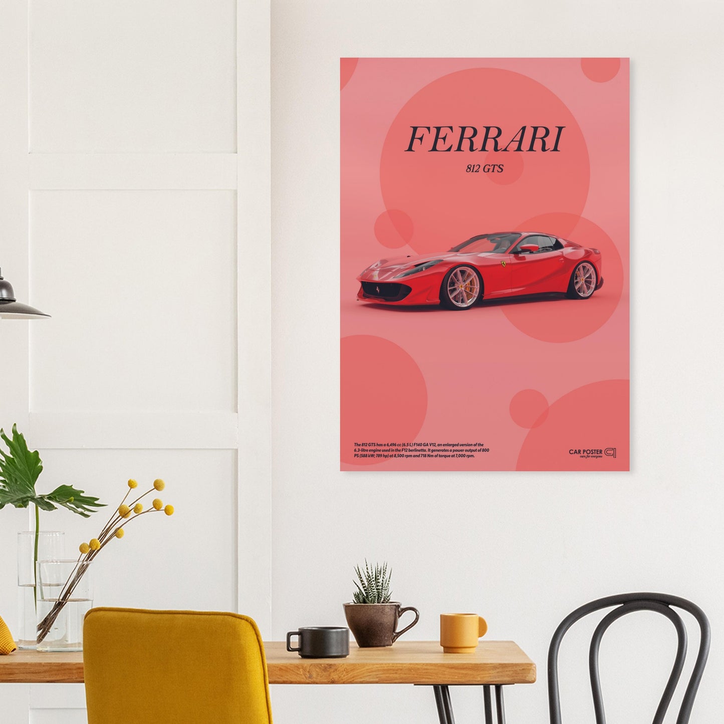 Car Poster - Ferrari 812 GTS Bubblegum - Red