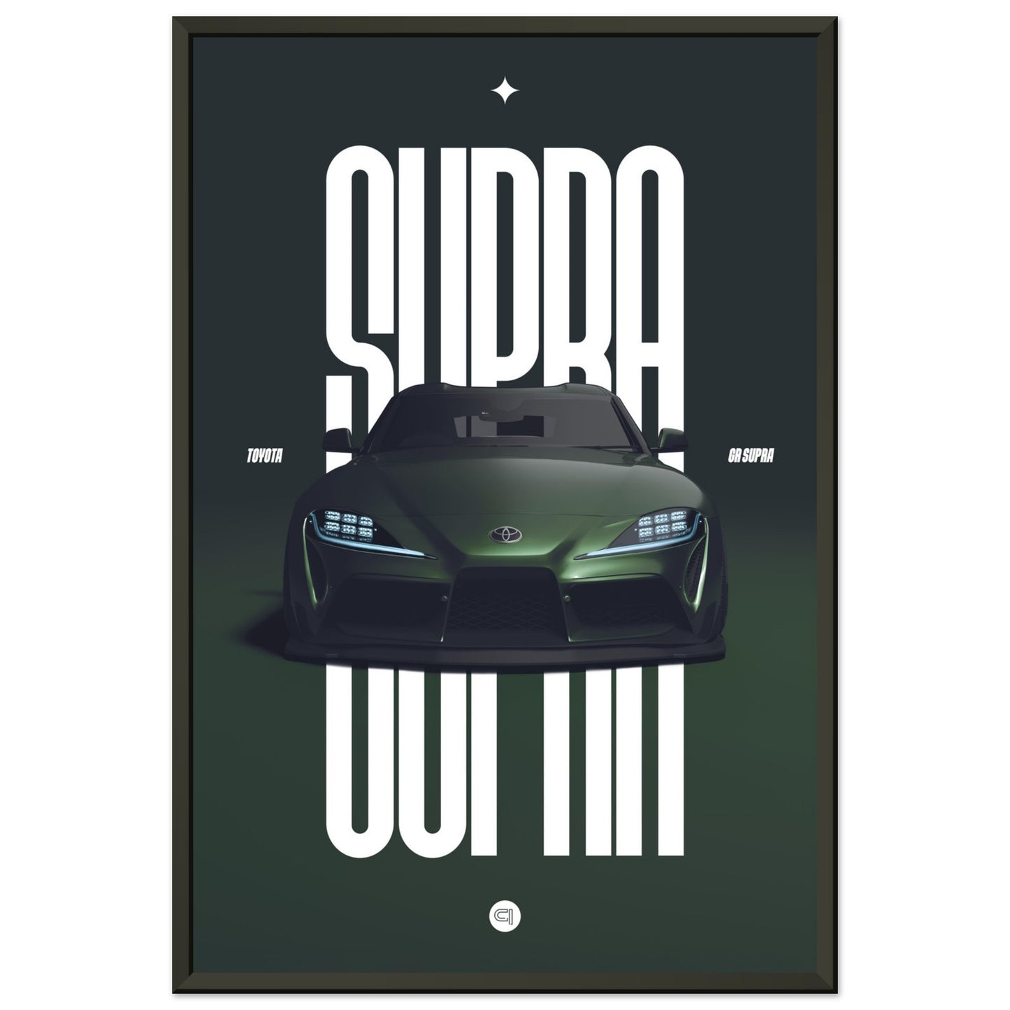 Framed Car Poster - Toyota GR Supra Bumper - Green