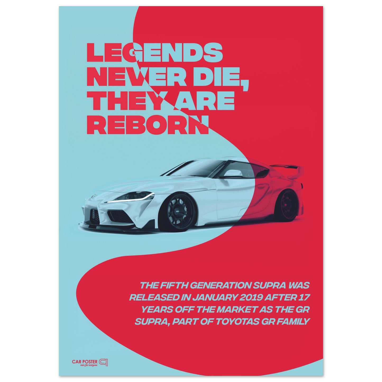 Car Poster - Toyota GR Supra Legend - Red