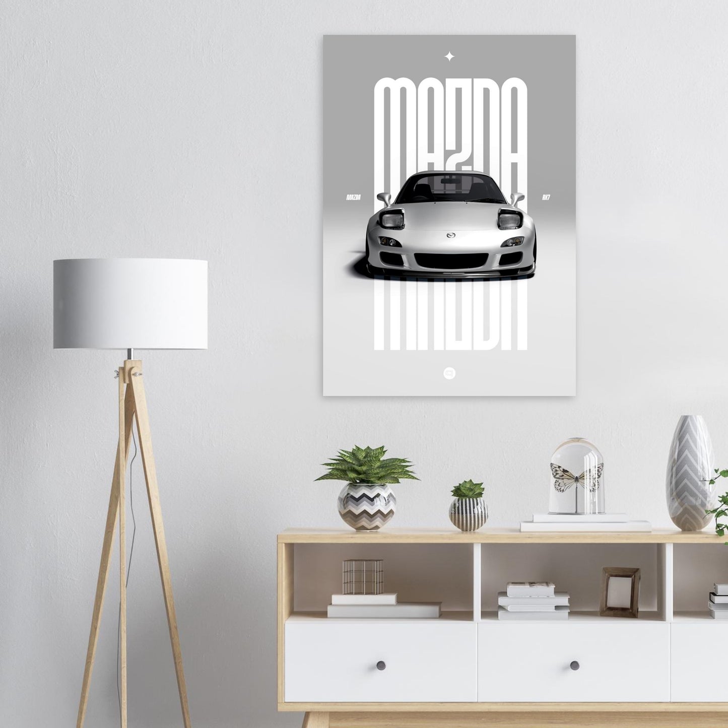 Car Poster - Mazda RX7 - White Pop up