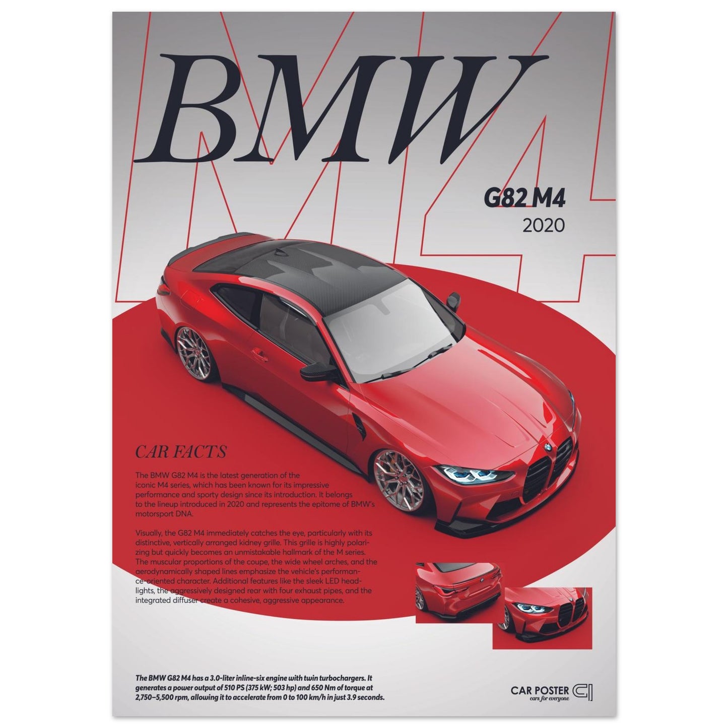 Car Poster - BMW G82 M4 - Red