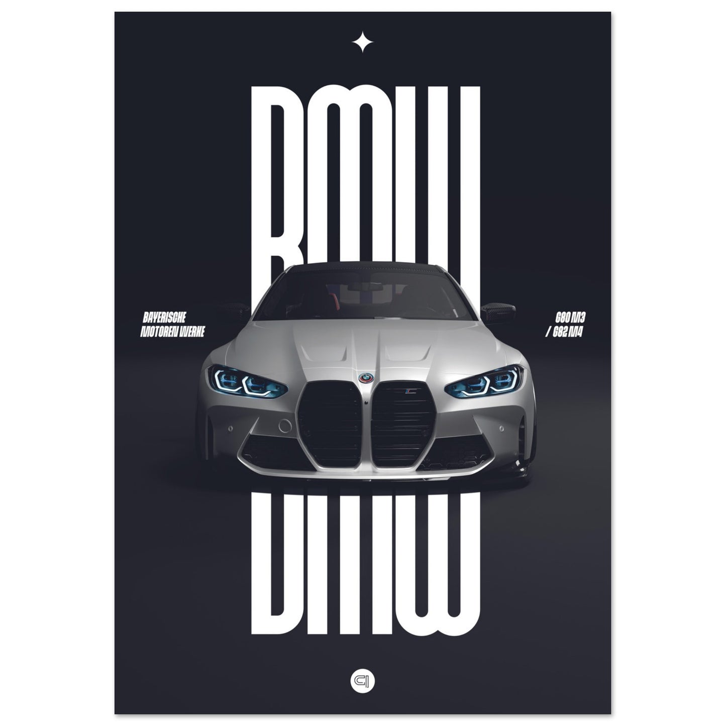 Car Poster - BMW G80 M3 / G82 M4 Bumper - White