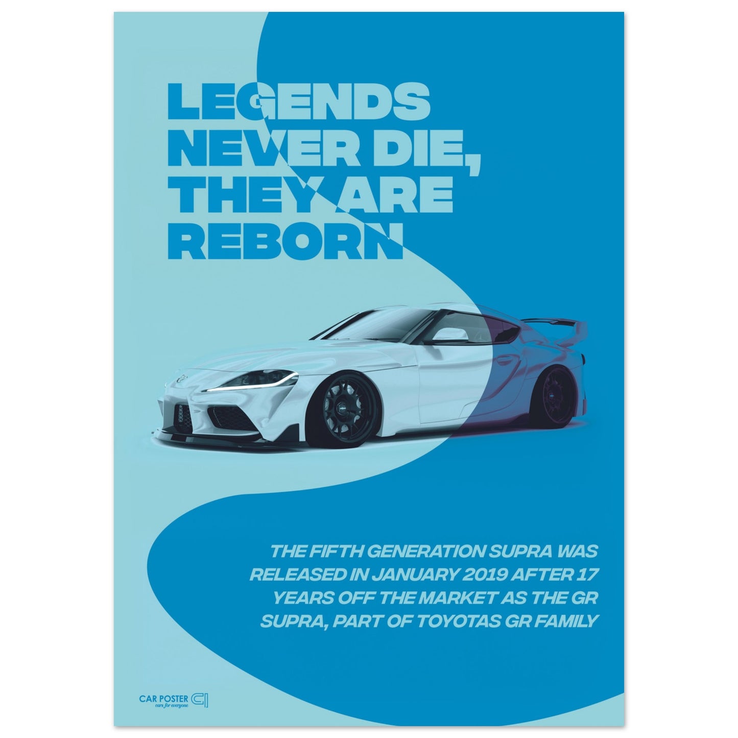 Car Poster - Toyota GR Supra Legend - Blue