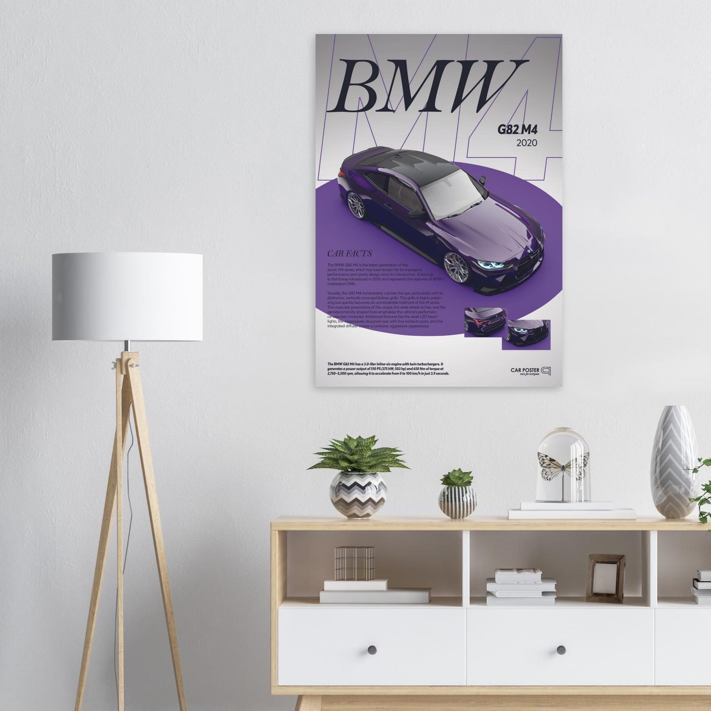Car Poster - BMW G82 M4 - Purple