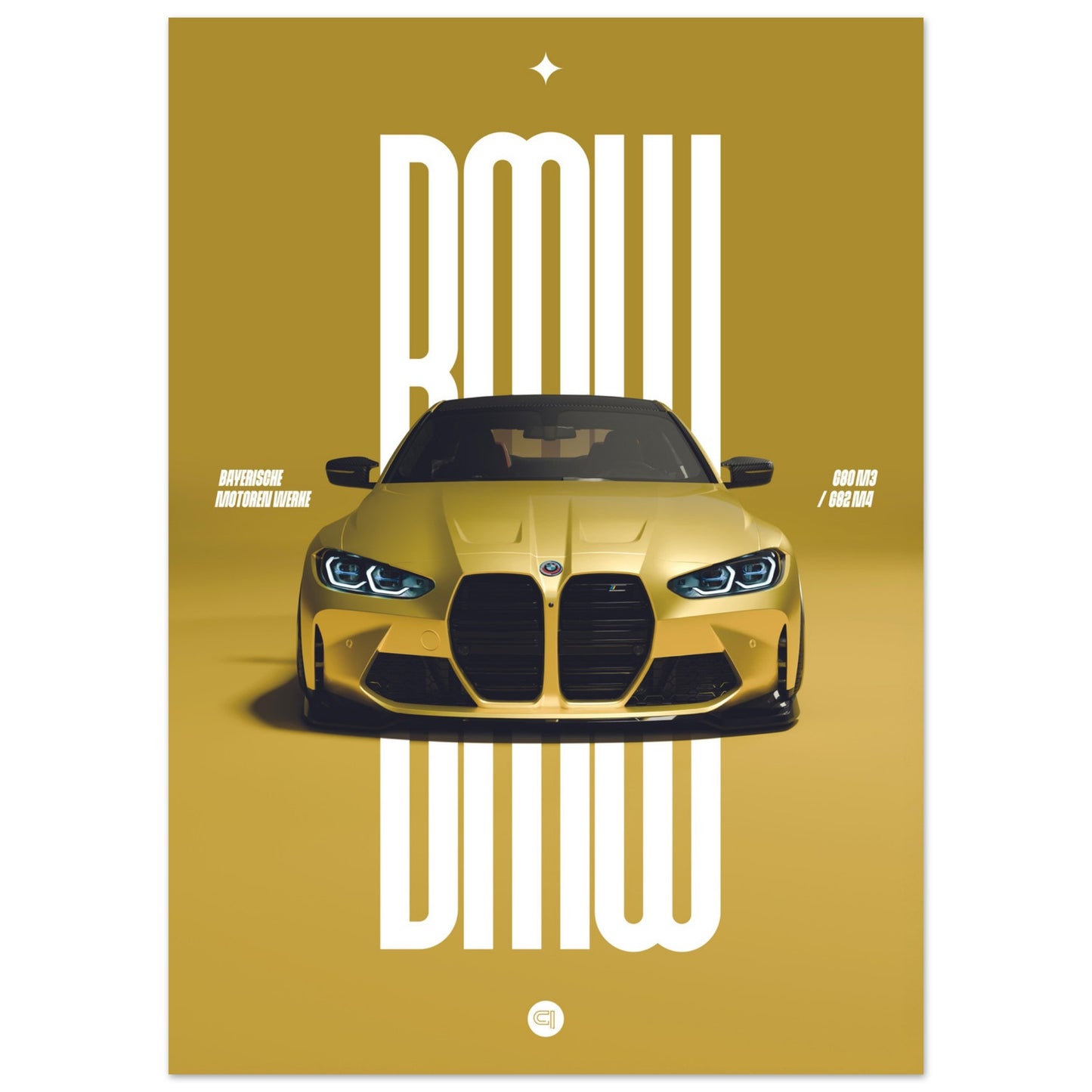Car Poster - BMW G80 M3 / G82 M4 Bumper - Yellow