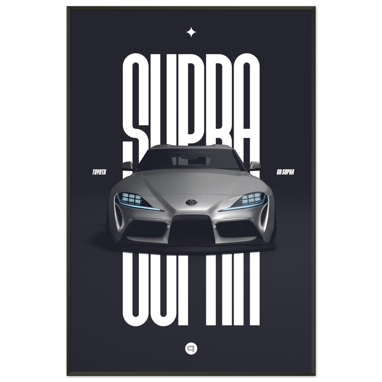 Framed Car Poster - Toyota GR Supra Bumper - White