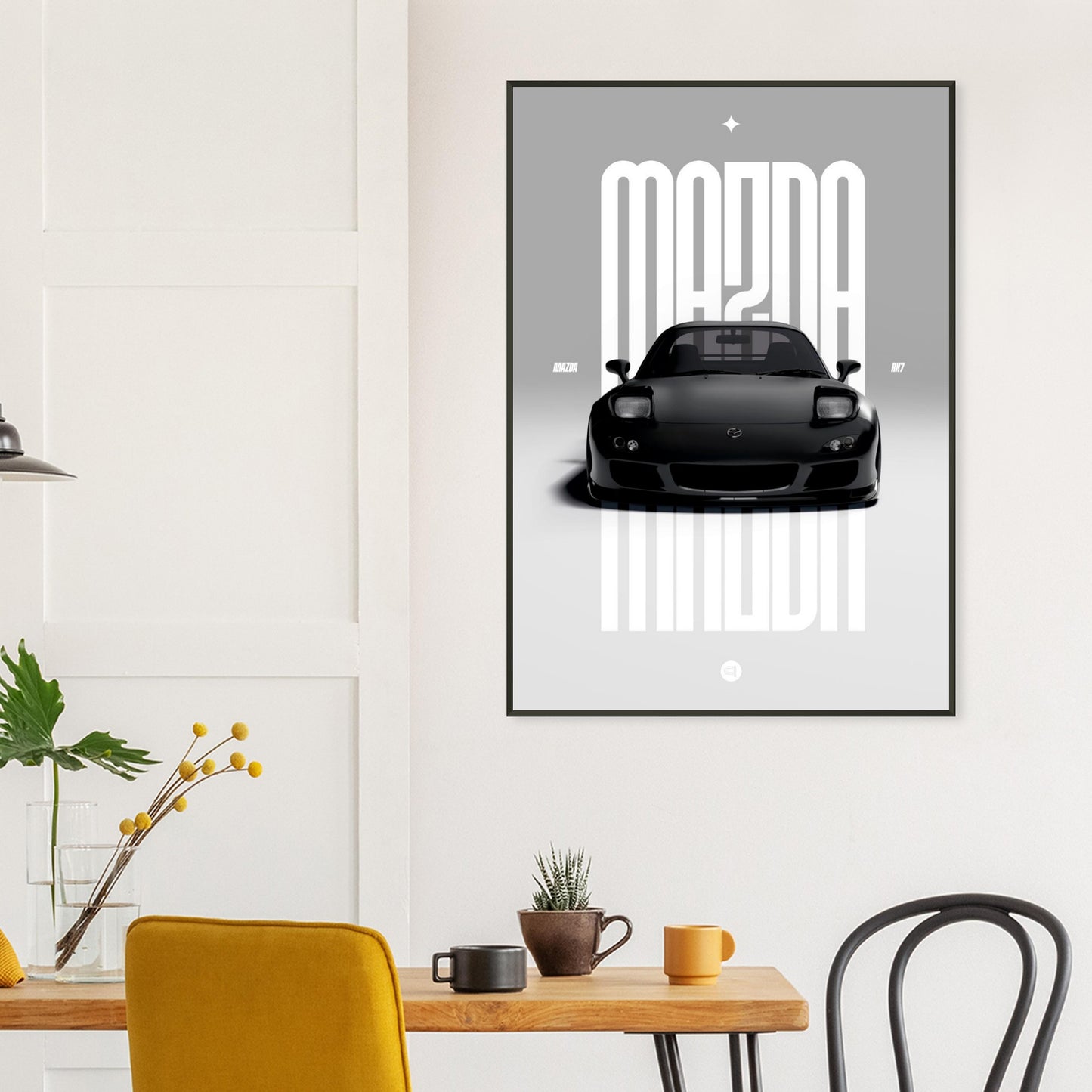 Framed Car Poster - Mazda RX7 - Black Pop up
