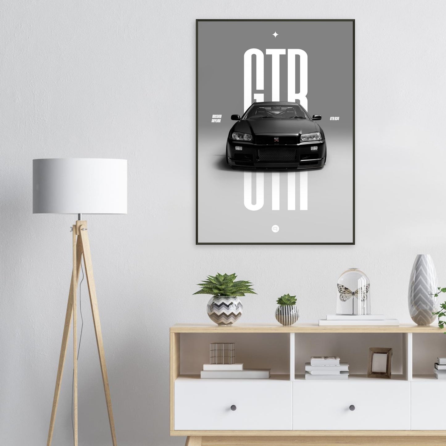 Framed Car Poster - Nissan Skyline GTR R34 - Black