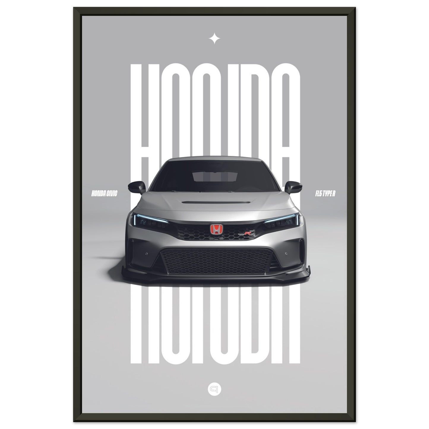 Framed Car Poster - Honda Civic FL5 Type R - White