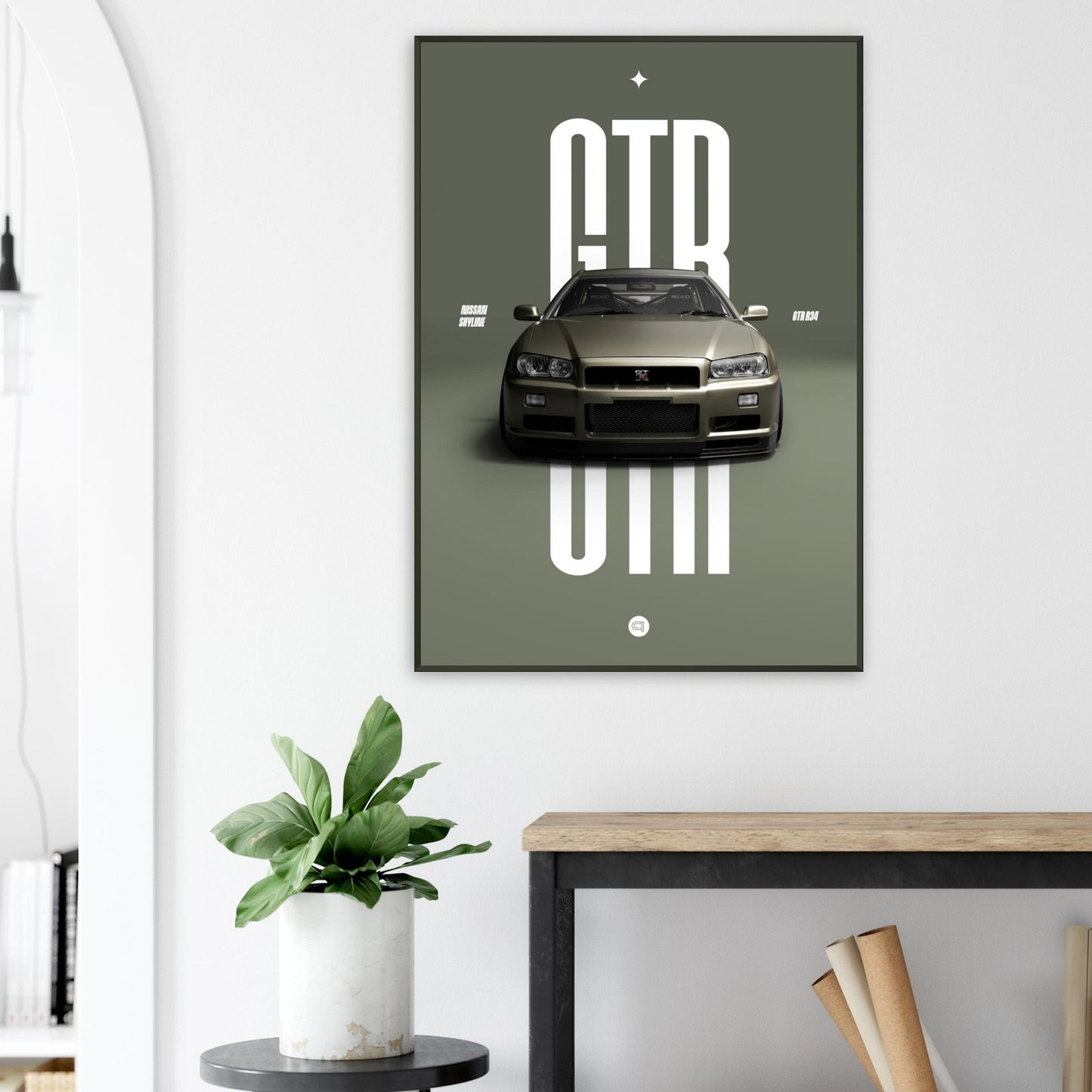 Framed Car Poster - Nissan Skyline GTR R34 - Millenium Jade