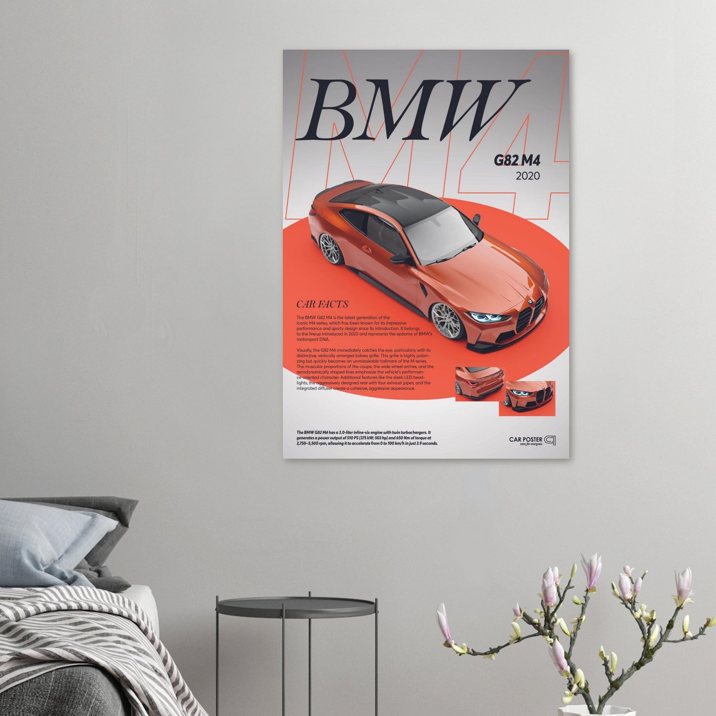 Car Poster - BMW G82 M4 - Orange