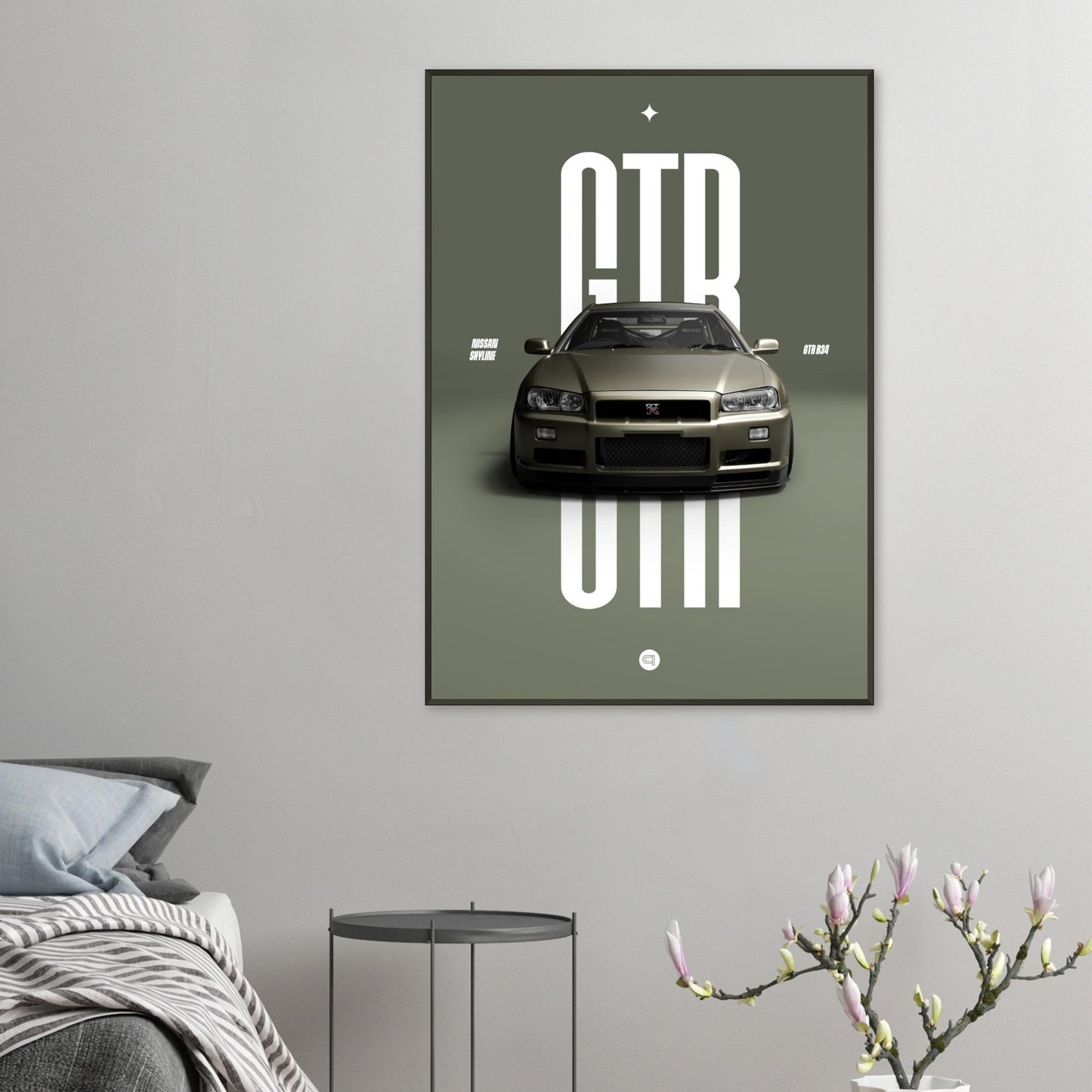 Framed Car Poster - Nissan Skyline GTR R34 - Millenium Jade