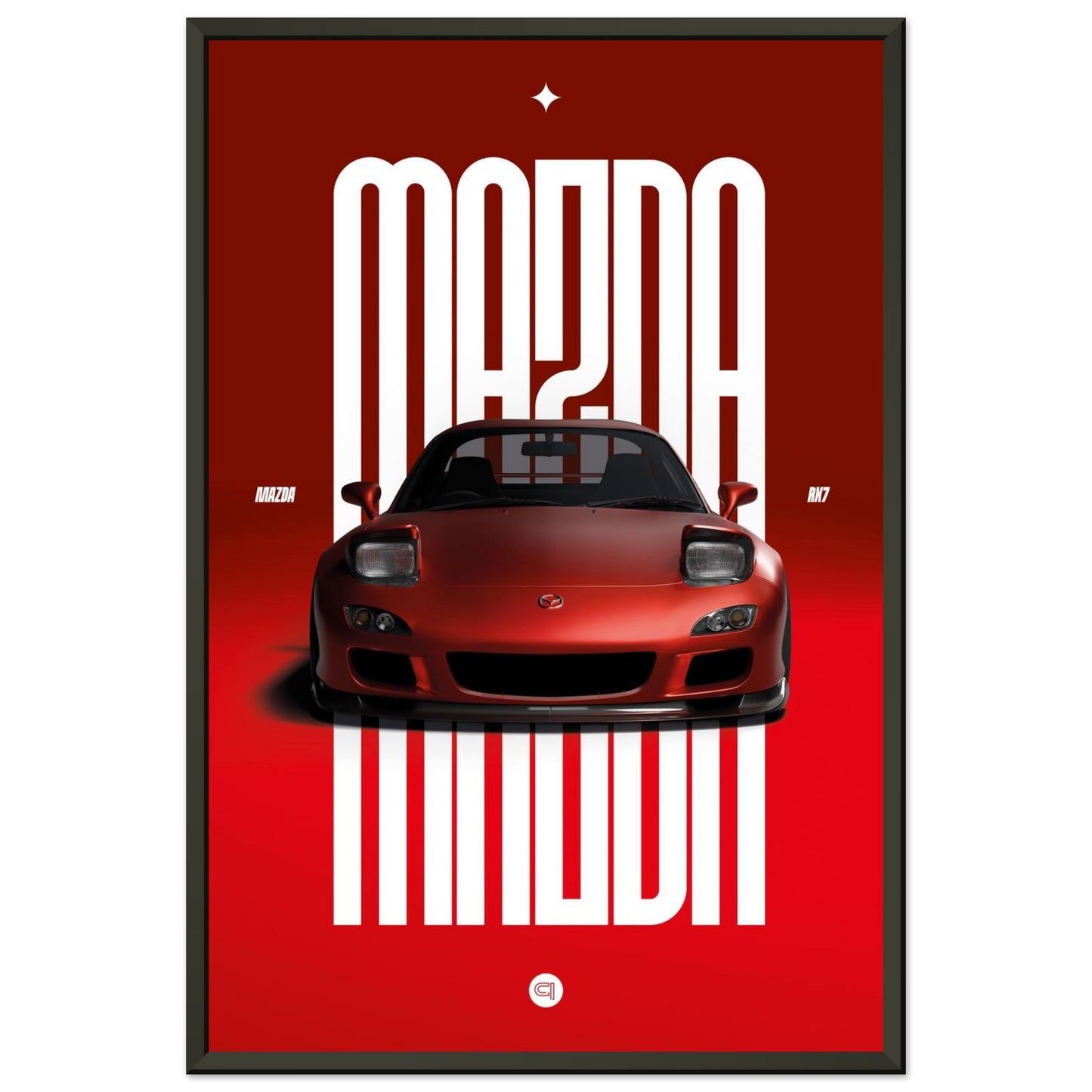 Framed Car Poster - Mazda RX7 - Red Pop up