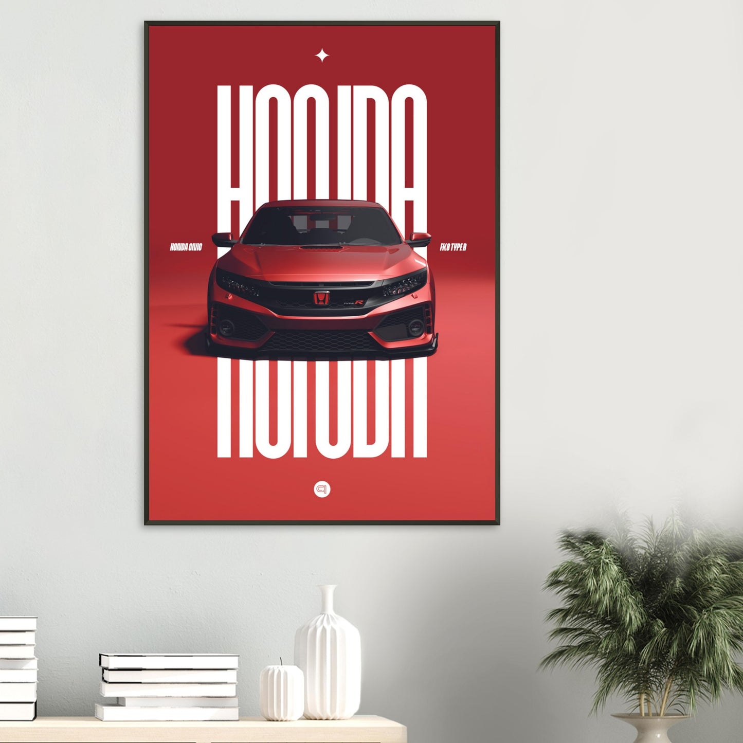 Framed Car Poster - Honda Civic FK8 Type R - Red