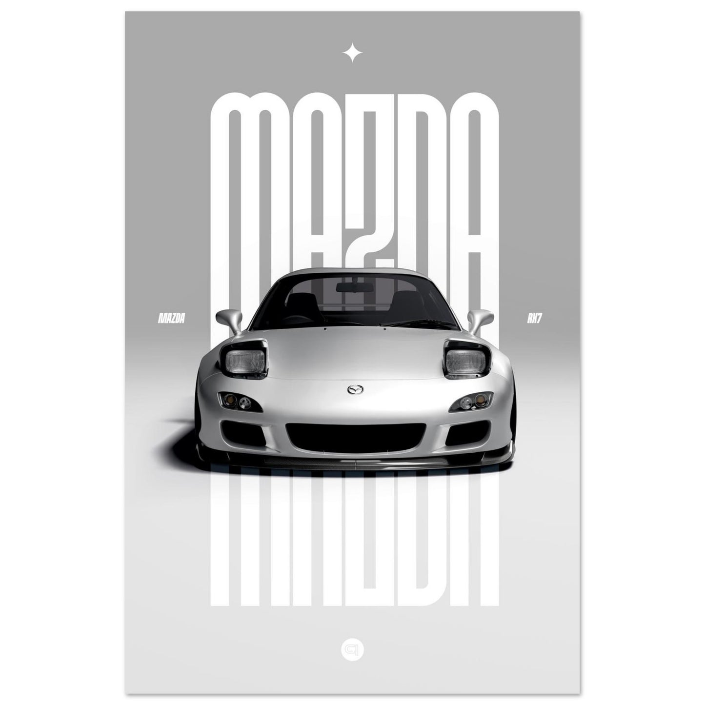 Car Poster - Mazda RX7 - White Pop up