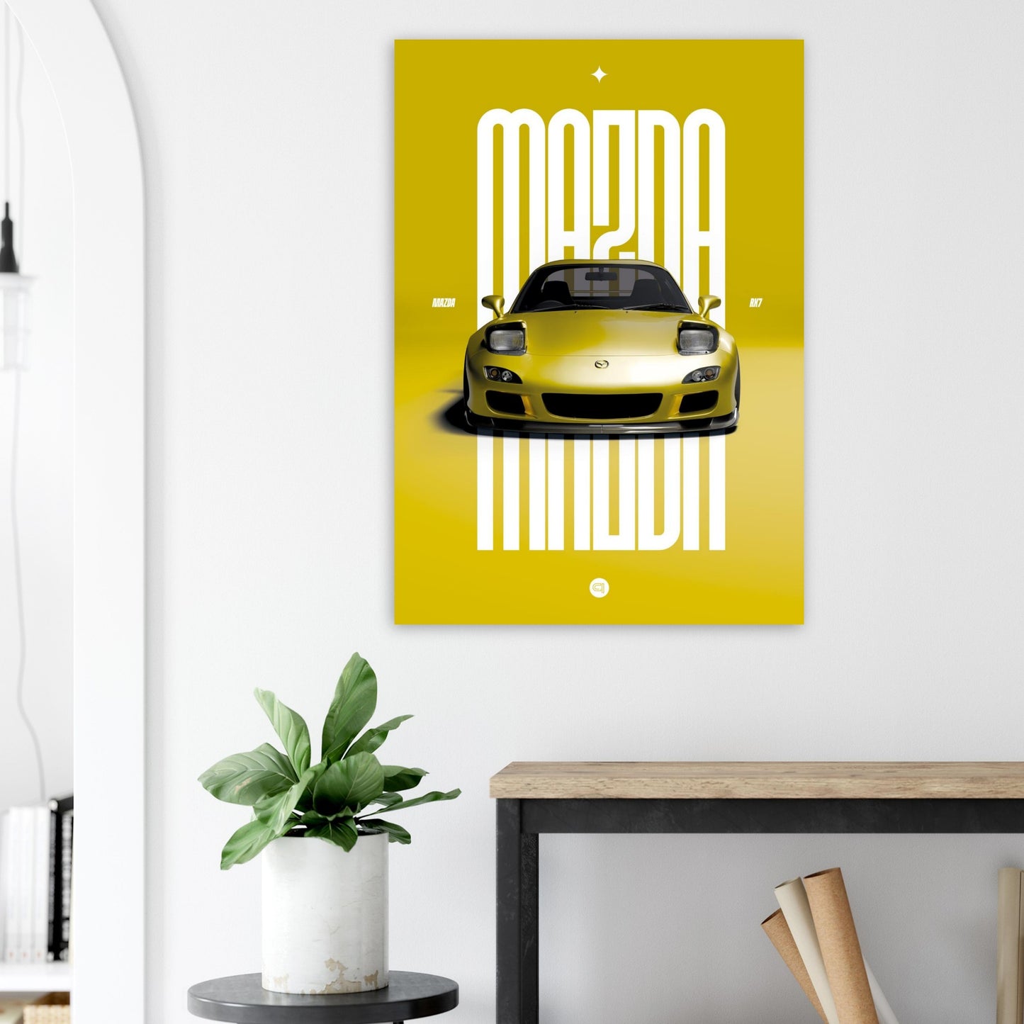 Car Poster - Mazda RX7 - Yellow Pop up