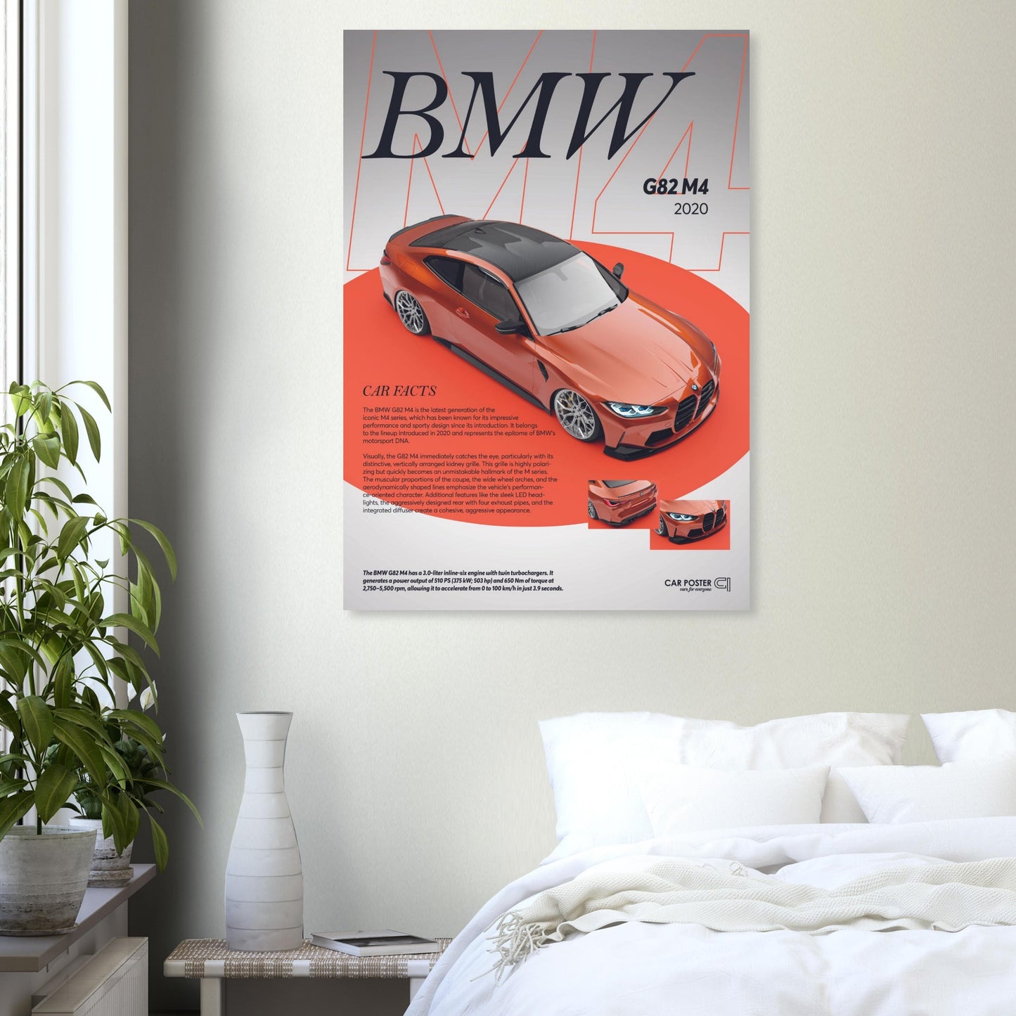 Car Poster - BMW G82 M4 - Orange