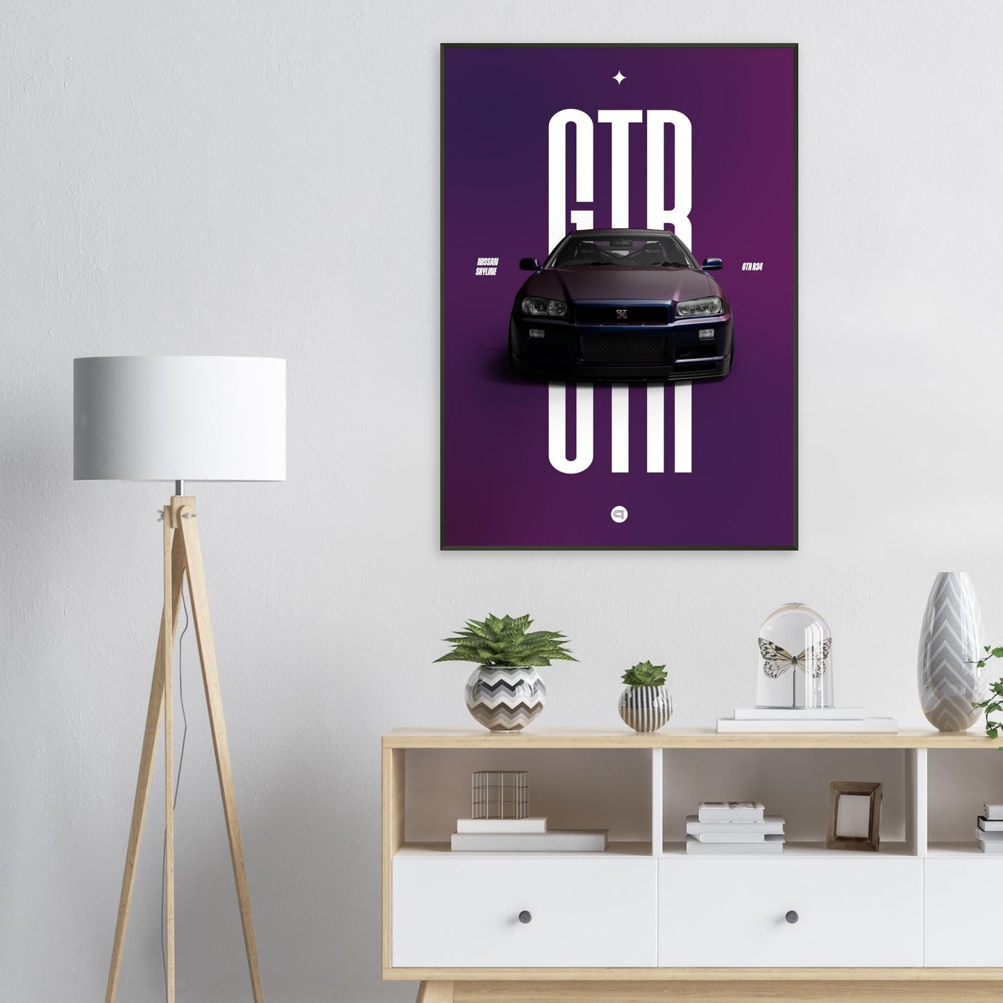 Framed Car Poster - Nissan Skyline GTR R34 - Midnight Purple