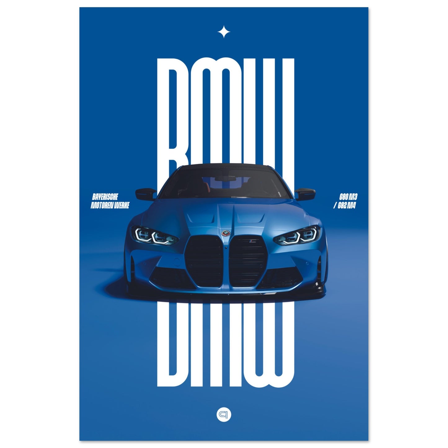 Car Poster - BMW G80 M3 / G82 M4 Bumper - Blue