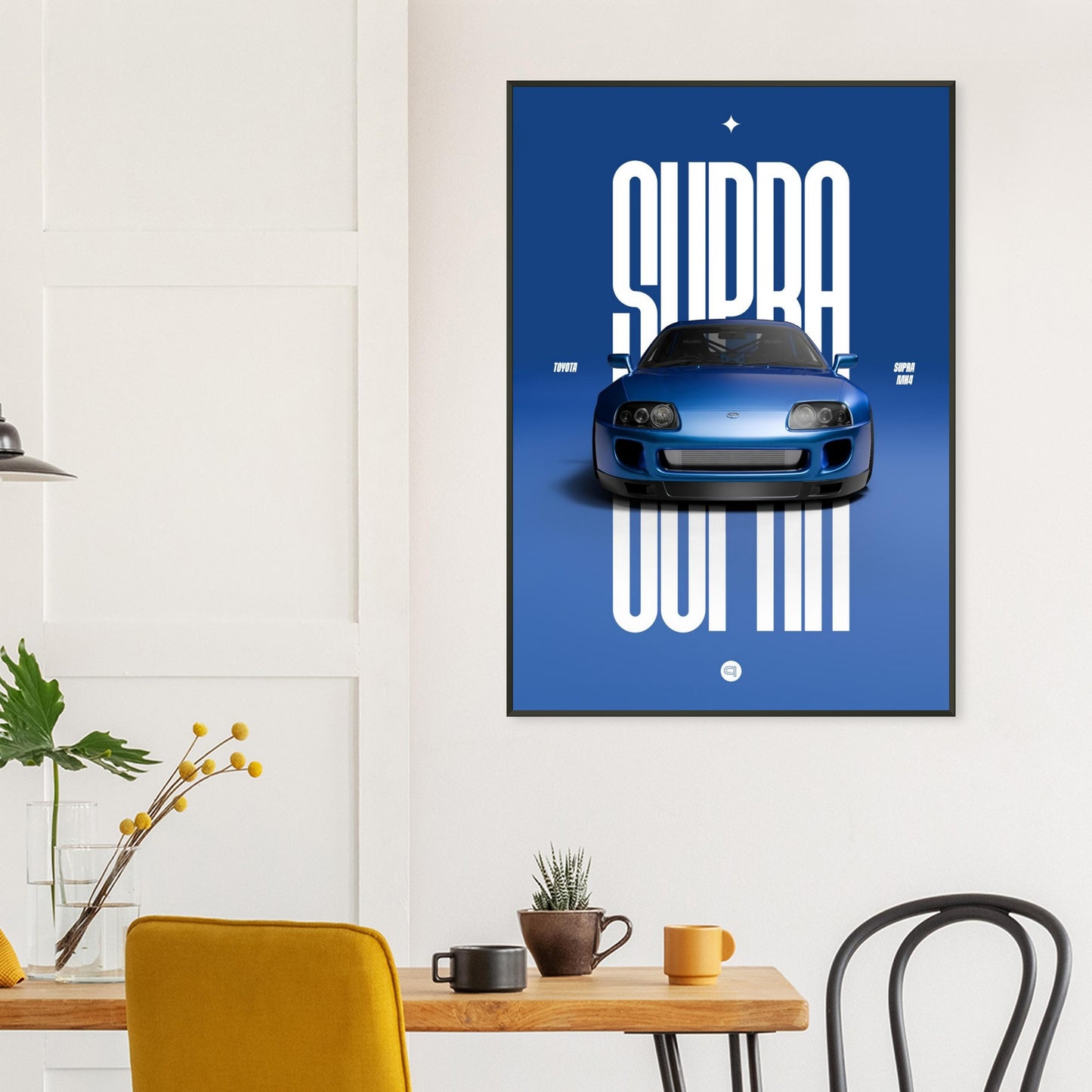 Framed Car Poster - Toyota Supra MK4 - Blue