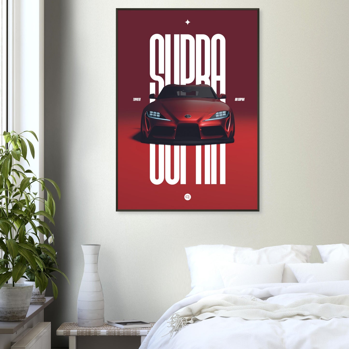 Framed Car Poster - Toyota GR Supra Bumper - Red