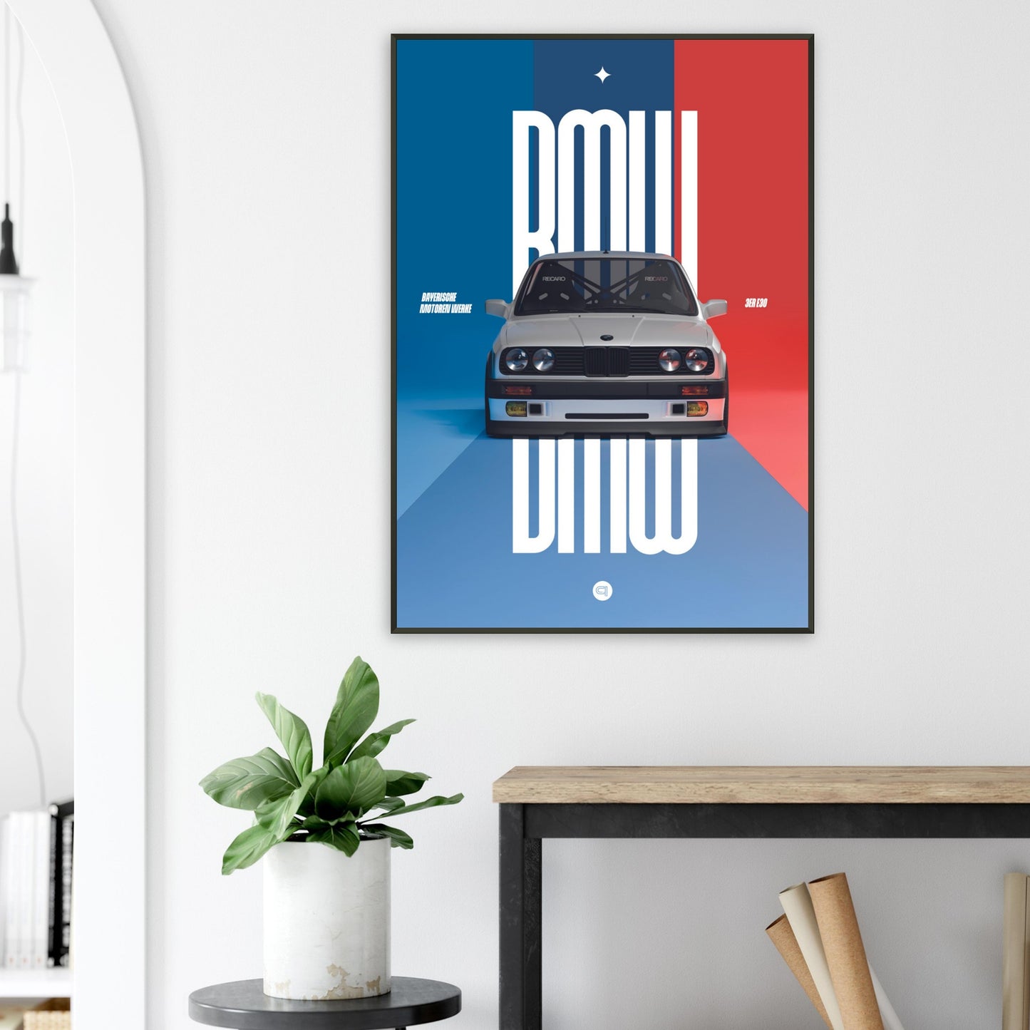 Framed Car Poster - BMW E30 - M Color