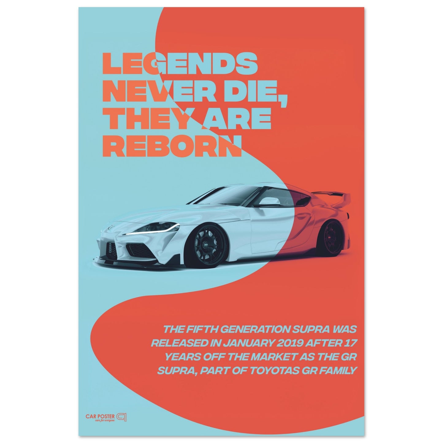 Car Poster - Toyota GR Supra Legend - Orange
