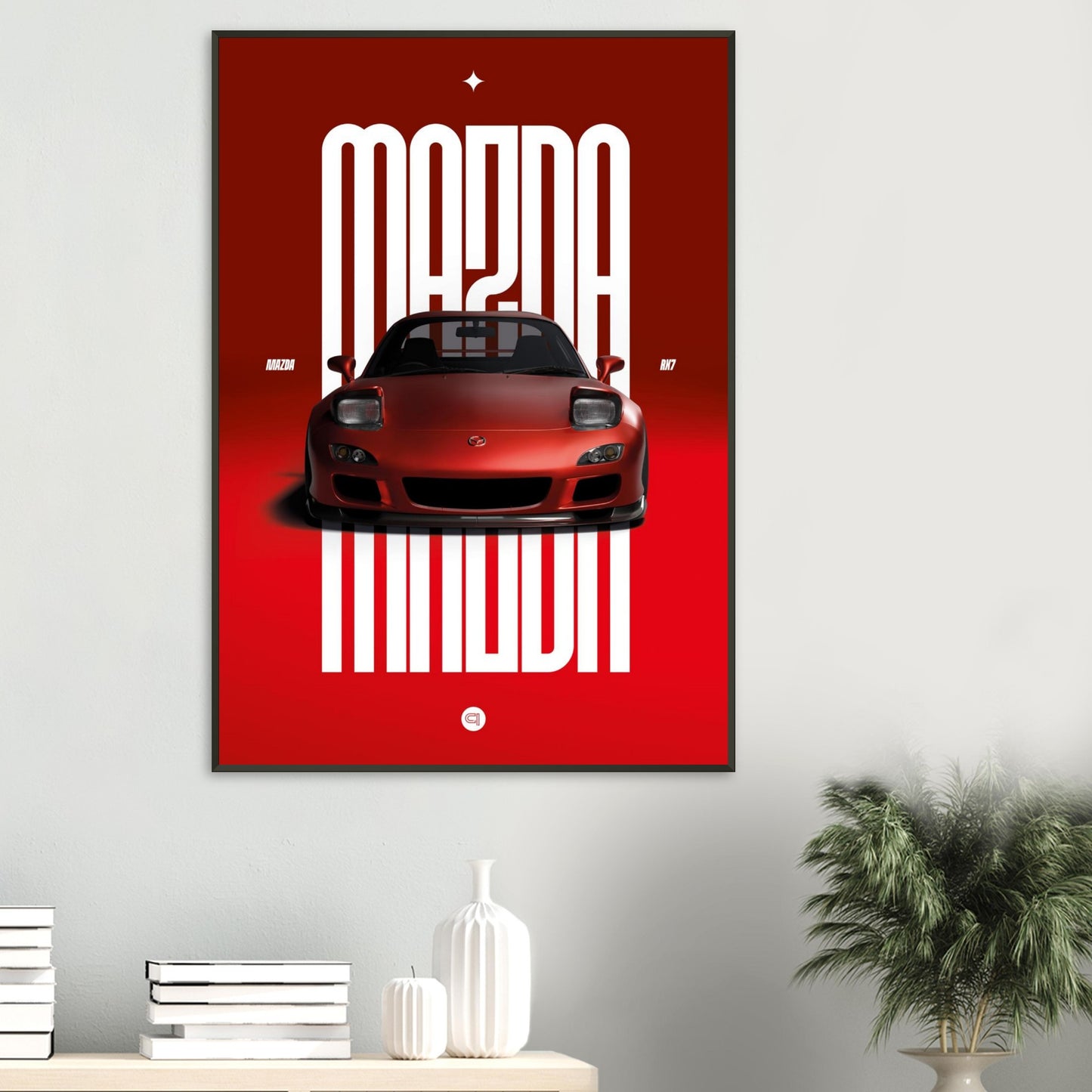 Framed Car Poster - Mazda RX7 - Red Pop up