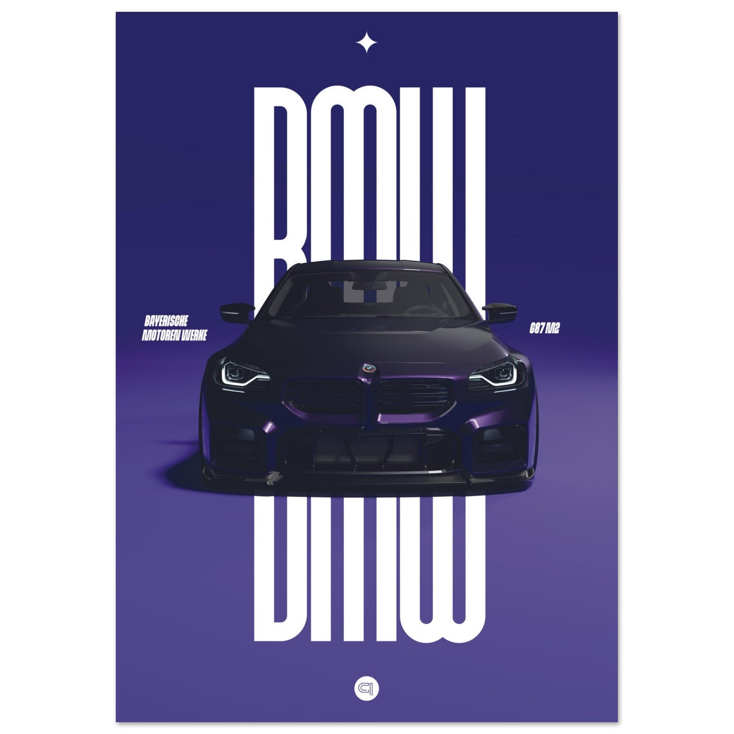 Car Poster - BMW G87 M2 - Purple