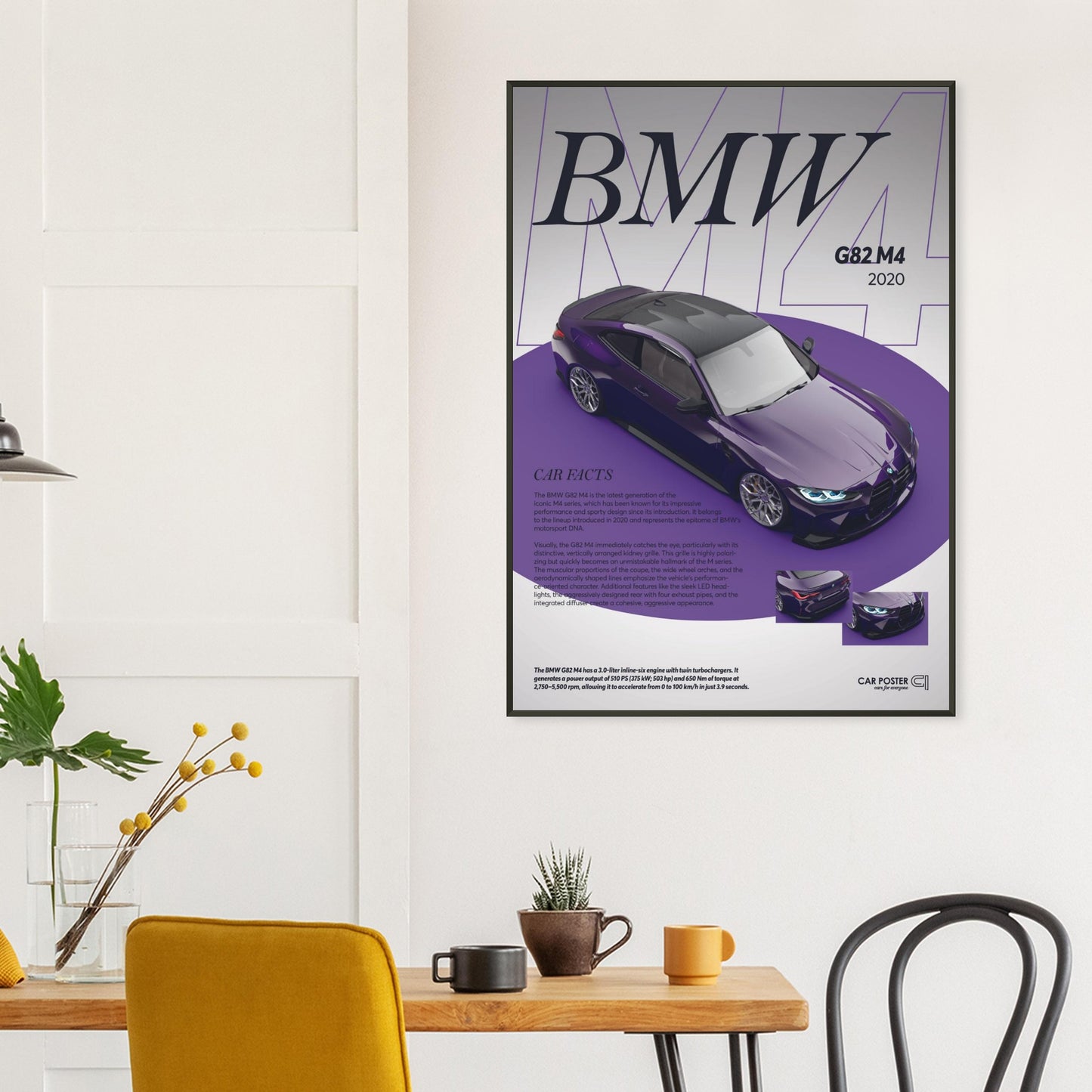 Framed Car Poster - BMW G82 M4 - Purple