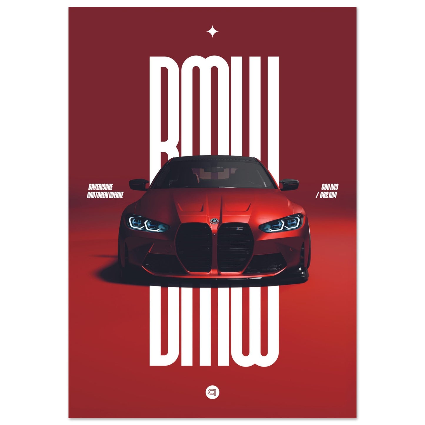 Car Poster - BMW G80 M3 / G82 M4 Bumper - Red