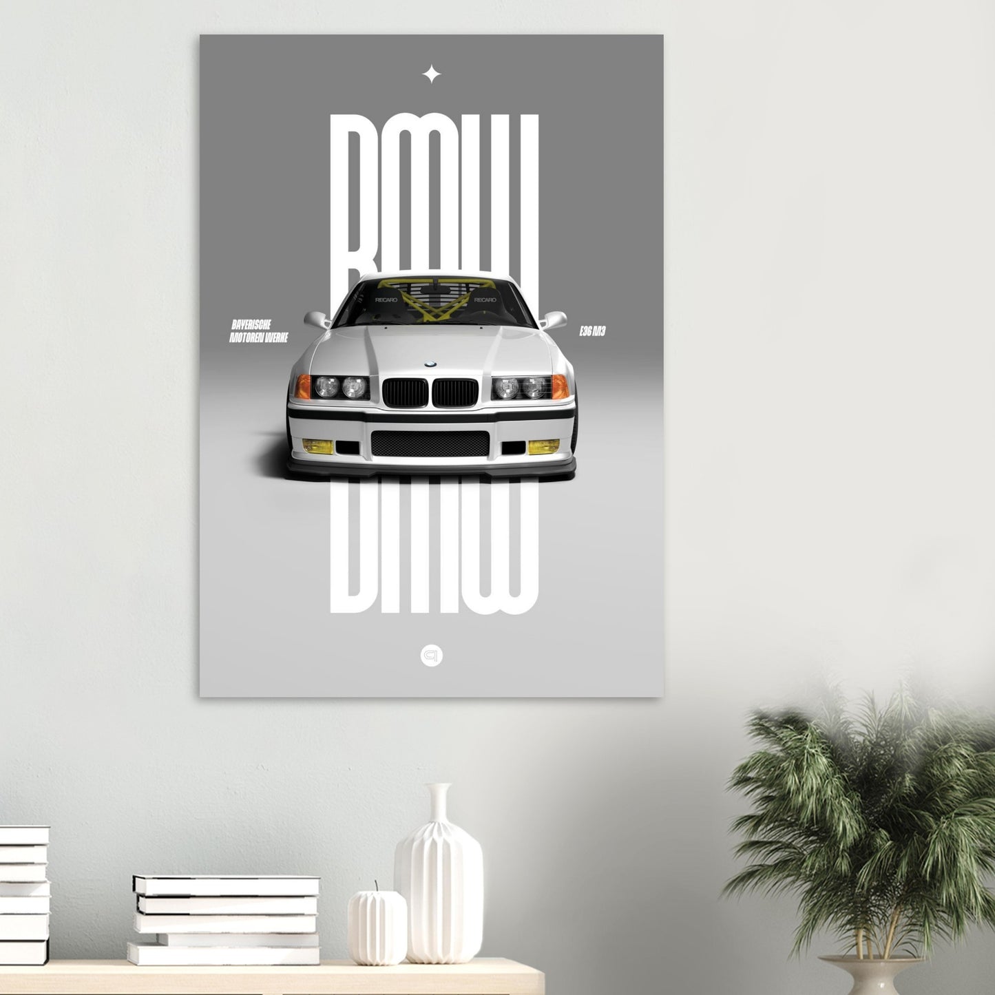 Car Poster - BMW E36 - White