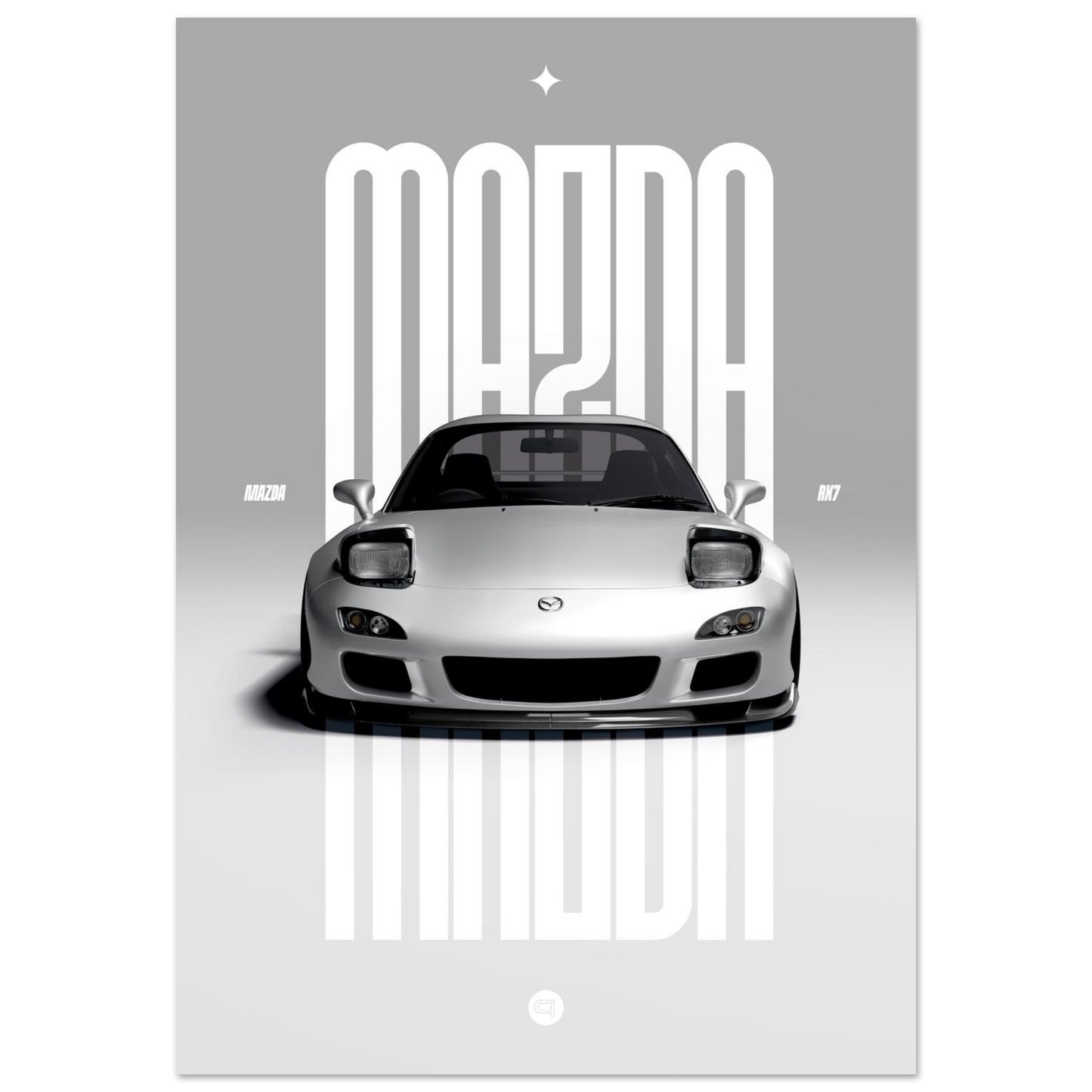 Car Poster - Mazda RX7 - White Pop up