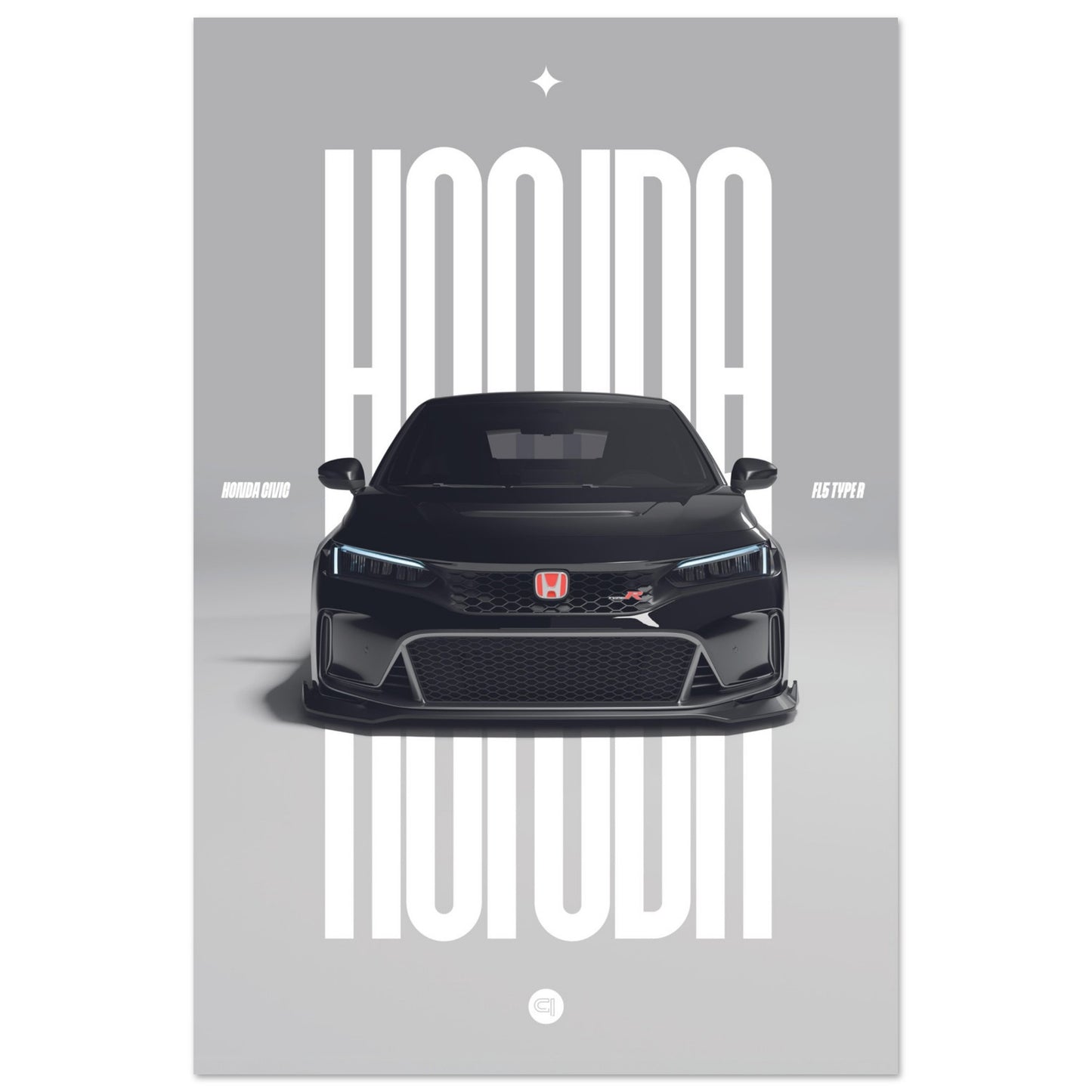 Car Poster - Honda Civic FL5 Type R - White